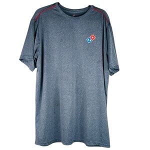 Domino's Pizza Mens Blue & Red Space Dye Short Sleeve Uniform T-Shirt Size Large